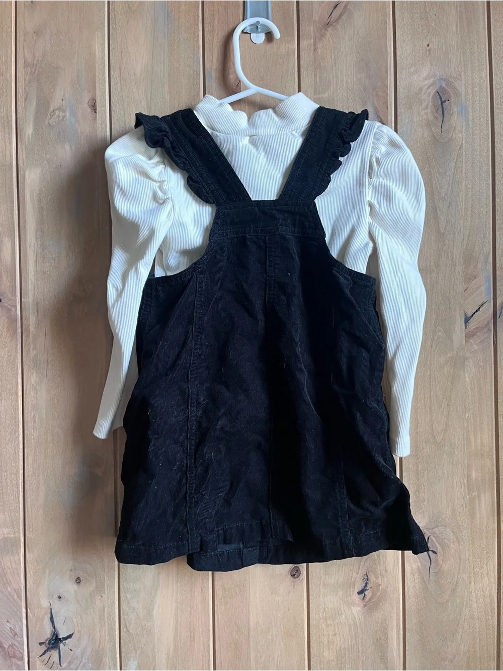Baby GAP Black Corduroy button dress with cream puff shoulder top - 3T